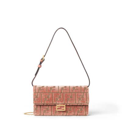 ハンドバッグ Fendi Baguette Velvet Marrone Baguette Chain Midi Fabric Multicolor | Fendi