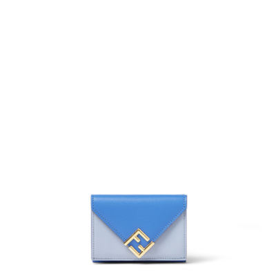 FFダイヤモンド マイクロ 三つ折り財布 レザー ブルー | Fendi