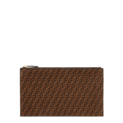 Fendi - Leather flat pouch brown - The Corner