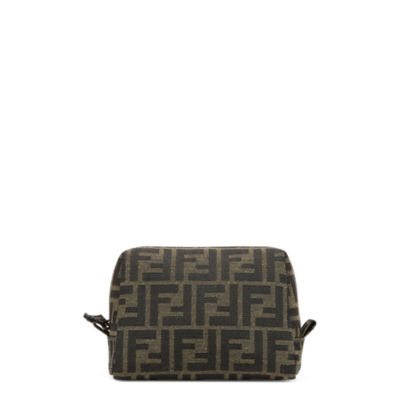 Fendi FF Vertigo Brown Coated Canvas Small Beauty Pouch