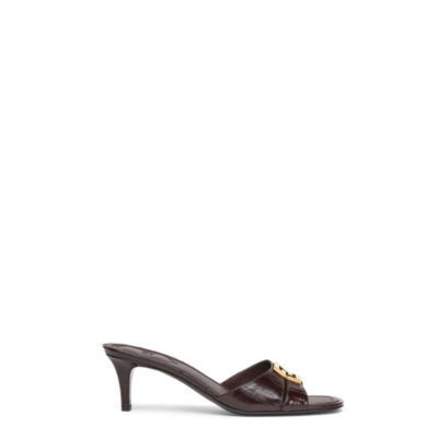 サンダル・ミュール Fendi Fendi Ffold Burgundy Brown Heel Sandal Fendi FFold Precious skin Brown | Fendi