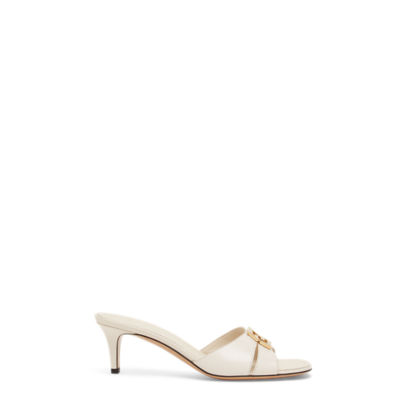Fendi FFold - White leather medium-heeled sandals | Fendi
