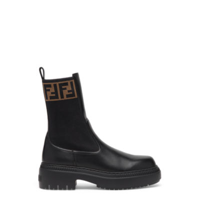 Domino - Black leather biker boots | Fendi