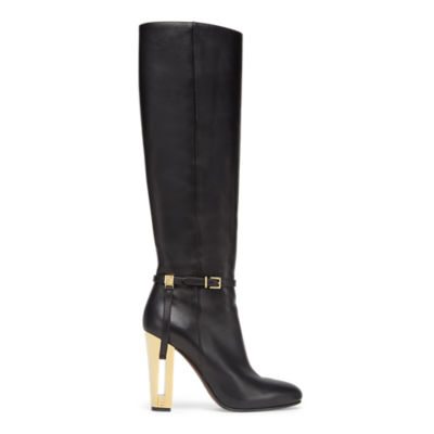 Delfina - Black leather high-heeled boots | Fendi