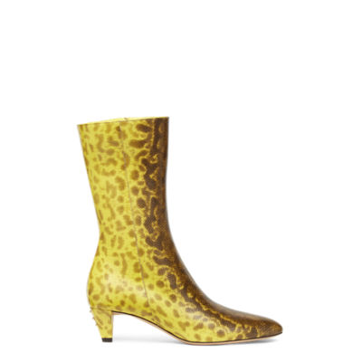 Fendi Filo - Yellow karung leather medium-heeled boots | Fendi
