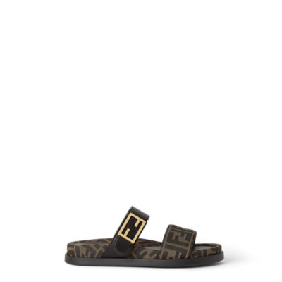 スリッポン FENDI EMBROIDERED VELVET AND JACQUARD FENDI FEEL SLIPPERS Embroidered Velvet And Jacquard Fendi Feel Slippers