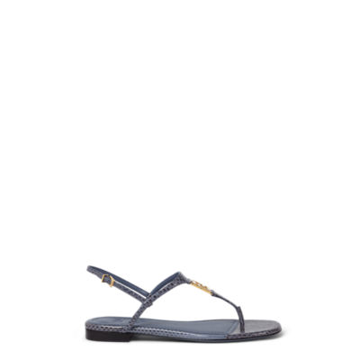 サンダル・ミュール Fendi Fendi Air Force Blue Leather Fold Thong Sandals 8Y8713AUEDF1SJ4_01