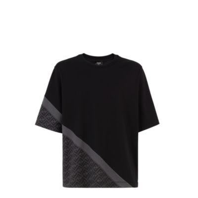 Tシャツ - フェンディ ダイアゴナル ブラックジャージー Tシャツ | Fendi