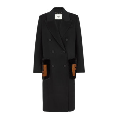 Fendi Reversible Double-Breasted Wool Coat Black Men's - US