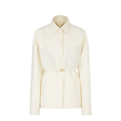 Jacket - White wool and silk Go-To jacket | Fendi