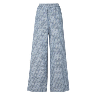 パンツ FENDI Women Straight Pants FR6494AUQM F1SAT BLUE Pants Silk Multicolor | Fendi