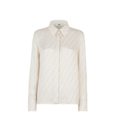 Fendi Fendi Ff Logo Collar Long Sleeve Shirt White