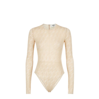 Fendi Turtleneck Long Sleeve Bodysuit - Brown Tops, Clothing - FEN296585