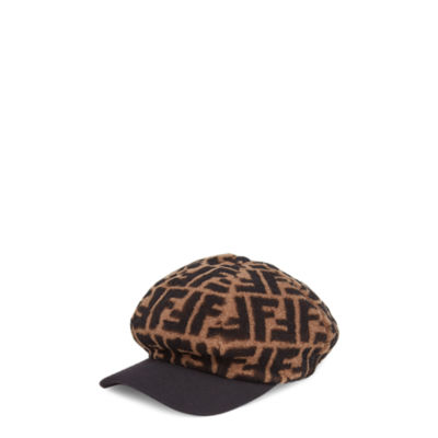 Fendi Logo-print Shearling Bucket Hat in Brown