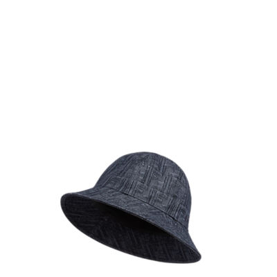 Fendi Ff Motif Jacquard Denim Bucket Hat In Denim,black