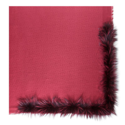 Touch Of Fur ShawlRed silk and wool shawl