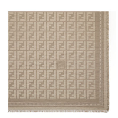 ヘアアクセサリー FENDI FF jacquard cotton shawl FF Shawl Wool Gray | Fendi