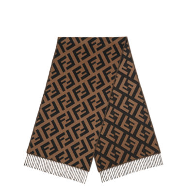 Buy Fendi Brown Fendirama Foulard Scarf in Silk Twill for Women in Saudi