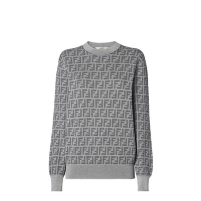 ＦＥＮＤＩ　グレーニット FENDI 2023 FZX849 FF jacquard crew neck long sleeve knit sweater