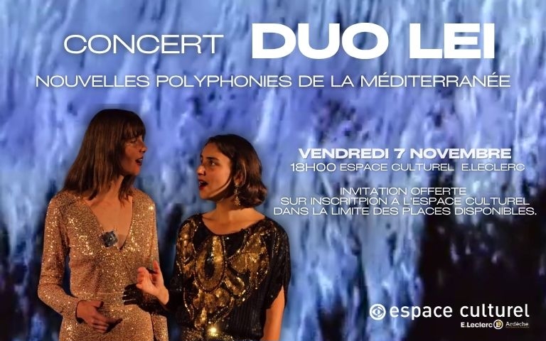 DUO LEI en concert  Le vendredi 7 Novembre à 18h00.