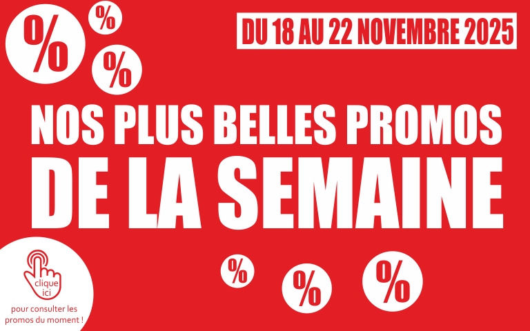 Découvrez Nos Plus Belles Promos de la semaine, valables du 18 au 22 Novembre. Encore plus d'offres en magasin.