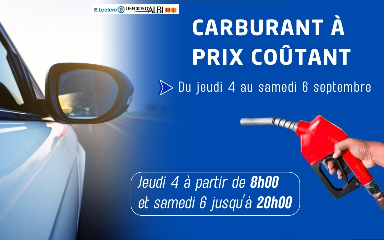 Carburant à prix coûtant du jeudi 4 au samedi 6 septembre, de 8h a 20h. 