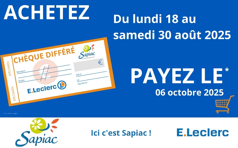 chèque différé du 18 au 30 août