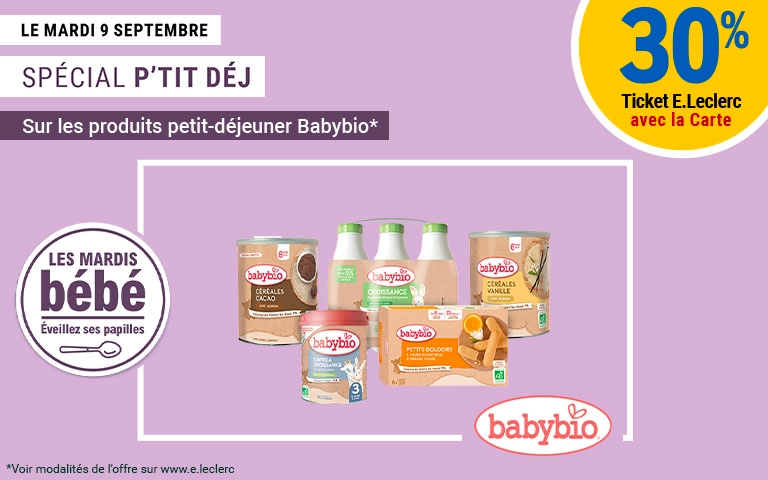 Mardi BB du 9 septembre, sur les produits petit déjeuner Babybio. 