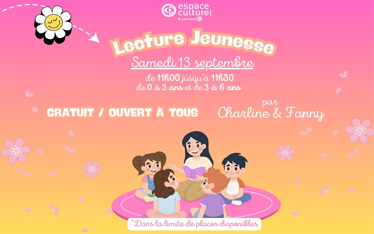 Lecture jeunesse dans votre Espace Culturel E. Leclerc Caen, samedi 13 septembre à 11h