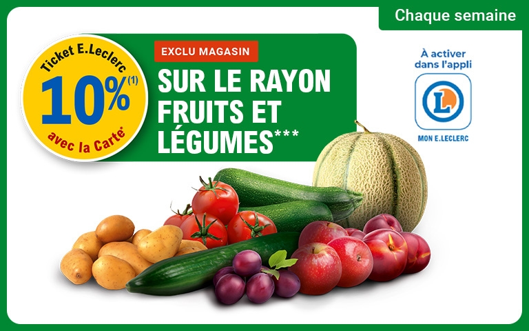 Bannière fruits et légumes avec les 10% 