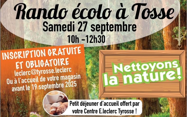 Rando Ecolo à Tosse Samedi 27 septembre 2025 de 10h à 12h30 