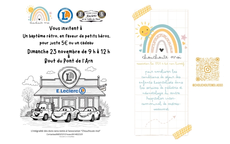 RDV DIMANCHE 23/11 SUR LE PARKING DE VOTRE HYPERMARCHÉ POUR UN BAPTEME EN VOITURE RETRO