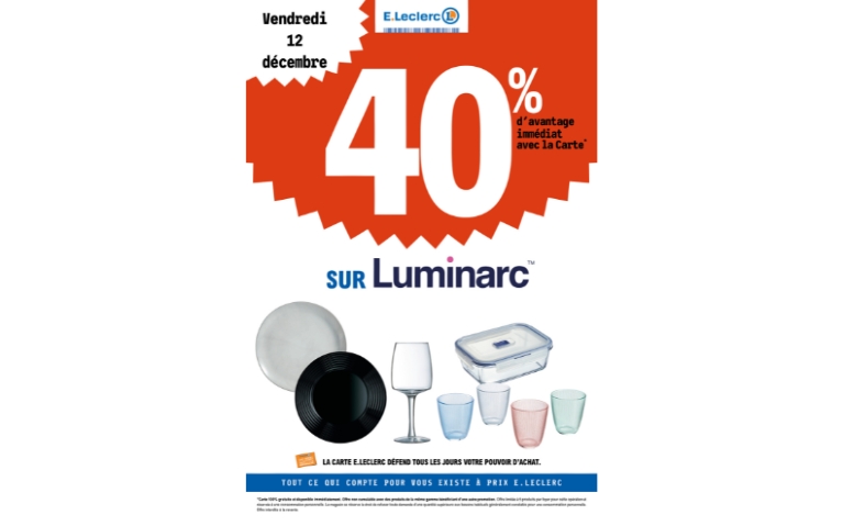40% DE REMISE IMMEDIATE SUR LUMINARC LE 12/12