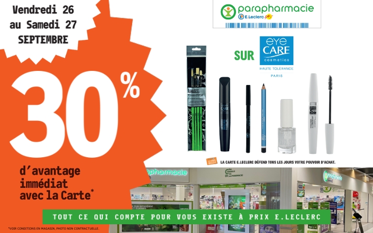 Vendredi 26 et samedi 27, bénéficiez de 30 % de remise immédiate sur les produits de la marque Eye Care