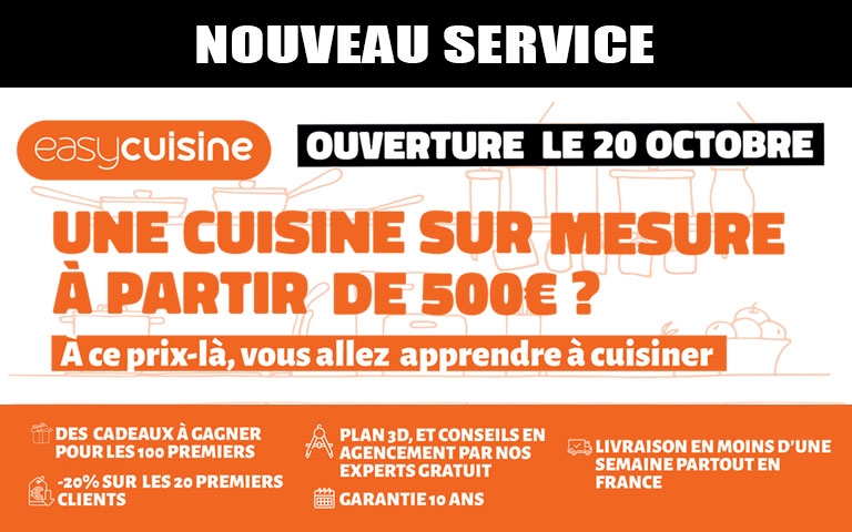 Nouveau service à partir du 20 octobre : Une cuisine sur mesure à partir de 500 €  ... rdv en magasin !