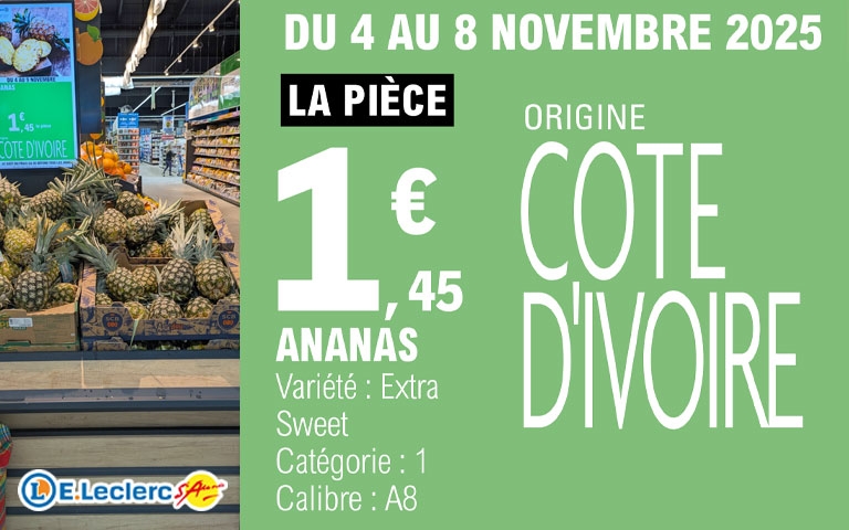 Du 4 au 8 novembre, l'ananas est à 1,45 euros