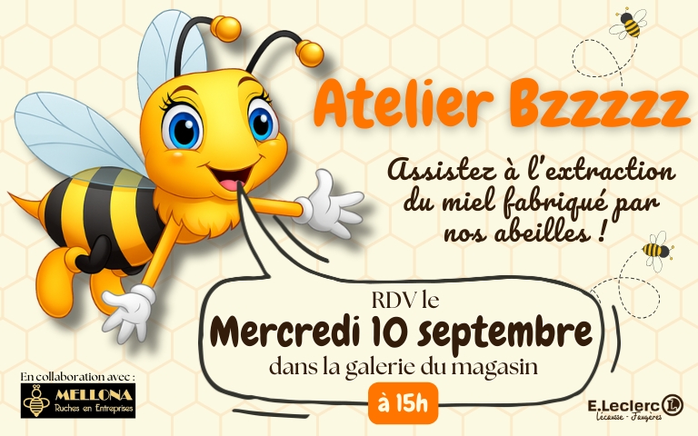 Atelier extraction du miel en magasin, le mercredi 10 septembre à 15h. 