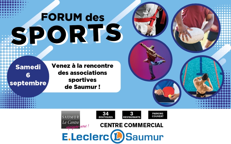 Le samedi 6 septembre, venez à la rencontre des associations sportives de Saumur au Forum des Sports dans la galerie commerciale !