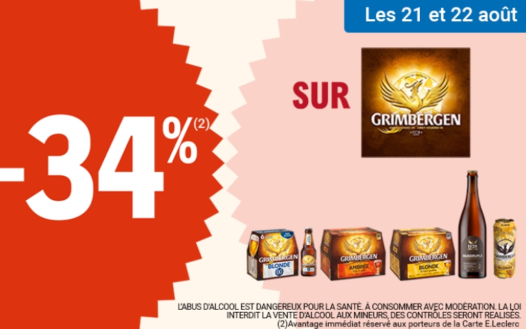les 2 1et 22 aout : 34 % avantage immédiat sur Grimbergen