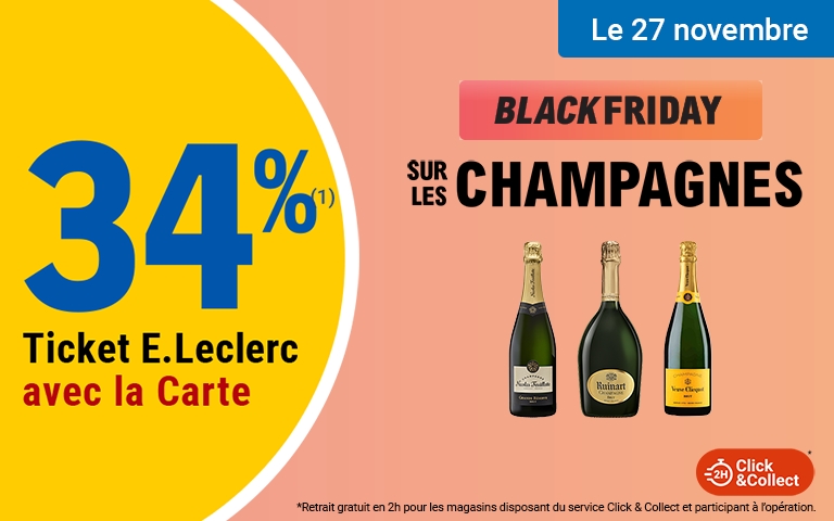 le 27 novembre 2025 : 34% en ticket E.Leclerc sur les champagnes