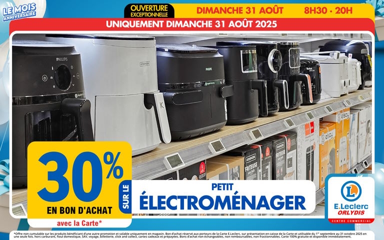 Le 31/08, 30% en bon d'achat avec la carte mention étoile sur le petit électroménager