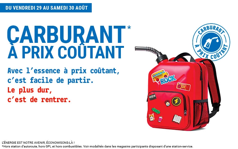 Du vendredi 29 au samedi 30 août :  Carburant à prix coûtant dans votre E.Leclerc Saint-Orens ! 