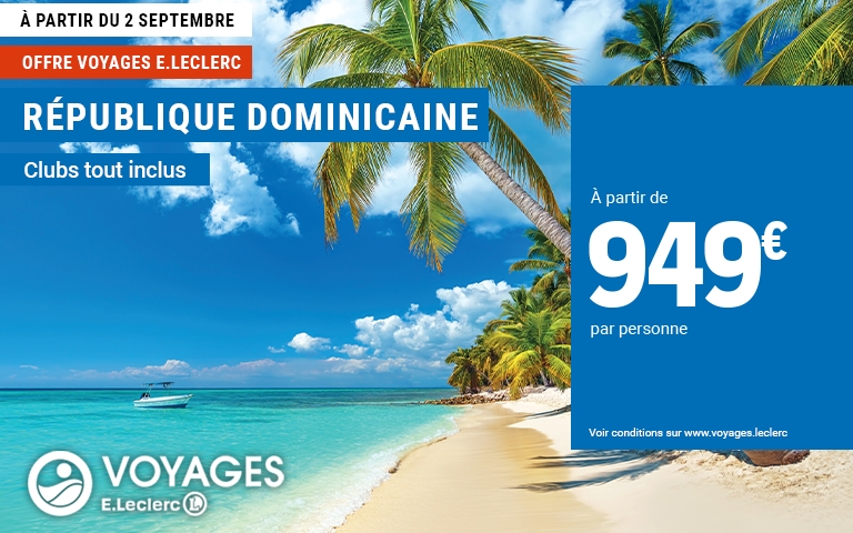 Offre voyages E.Leclerc : La République Dominicaine à partir de 949 euros par personne ! 