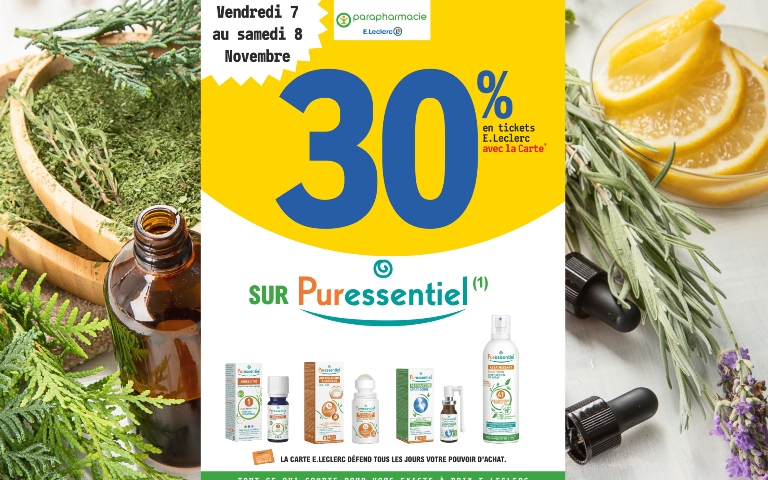 30% en ticket E.Leclerc sur Pureessentiel
