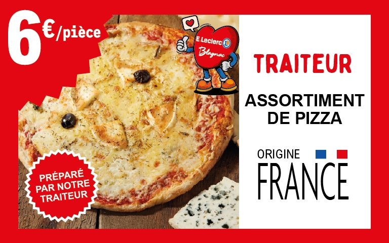 Coup de Coeur Traiteur : cette semaine retrouvez l'assortiment de pizza origine France préparé par notre traiteur à 6€ pièce !