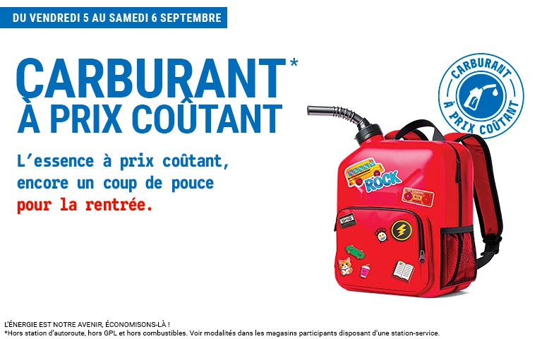 Opération carburant à prix coûtant dans votre station E.Leclerc de Saint Gilles Croix de Vie. Du vendredi 5 septembre au samedi 6 septembre 2025.
