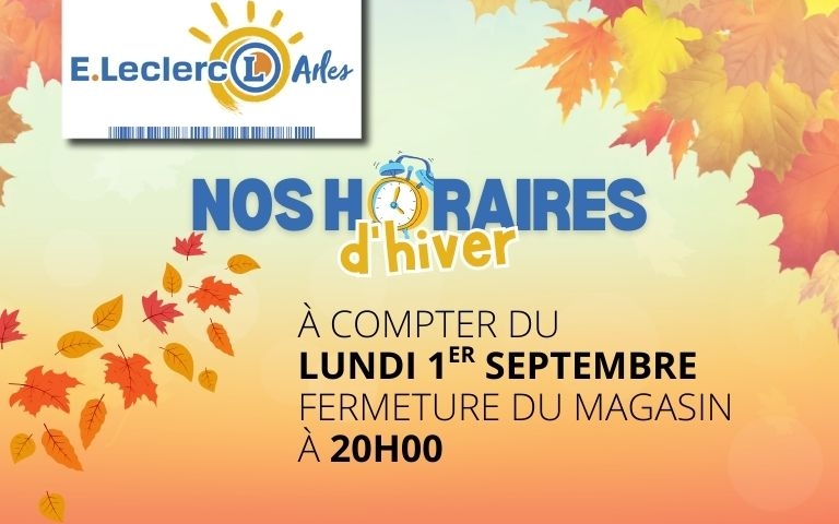 Fermeture à 20h à compter du 01/09