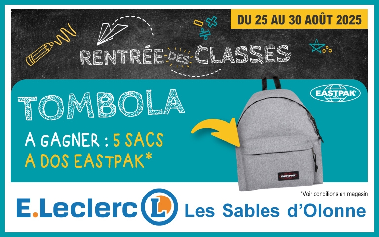 Tombola spéciale rentrée des classes : du 25 au 30 août, 5 sacs à dos Eastpak gris à gagner