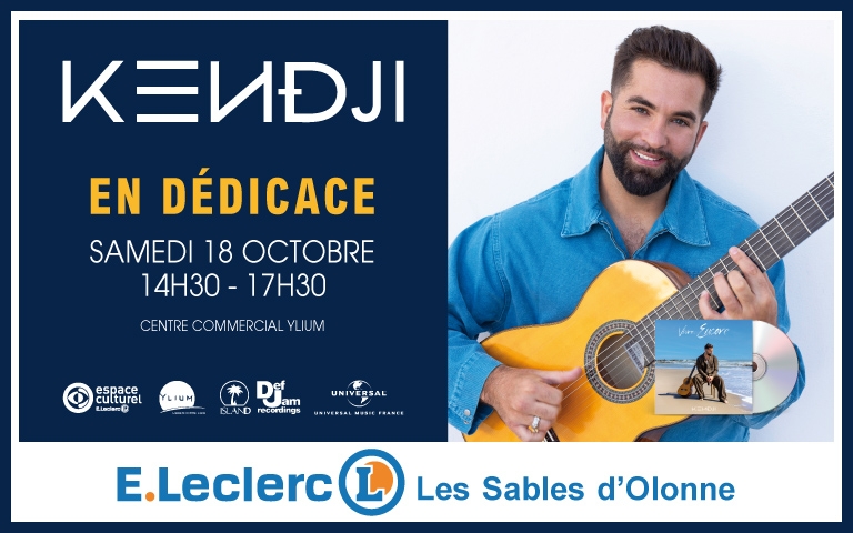 Kendji en dédicace dans le centre commercial Ylium le samedi 18 octobre de 14h30 à 17h30.