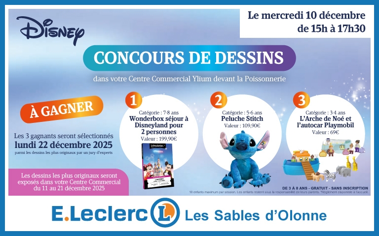 Concours de dessins le mercredi 10 décembre dans le centre commercial Ylium avec 3 lots à gagner
